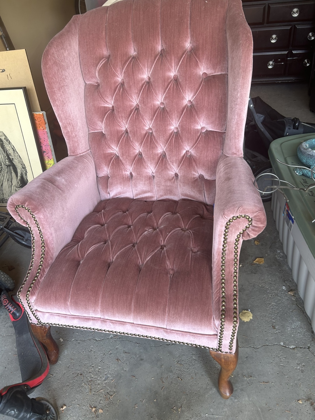 Pink Velvet Wingback Chair