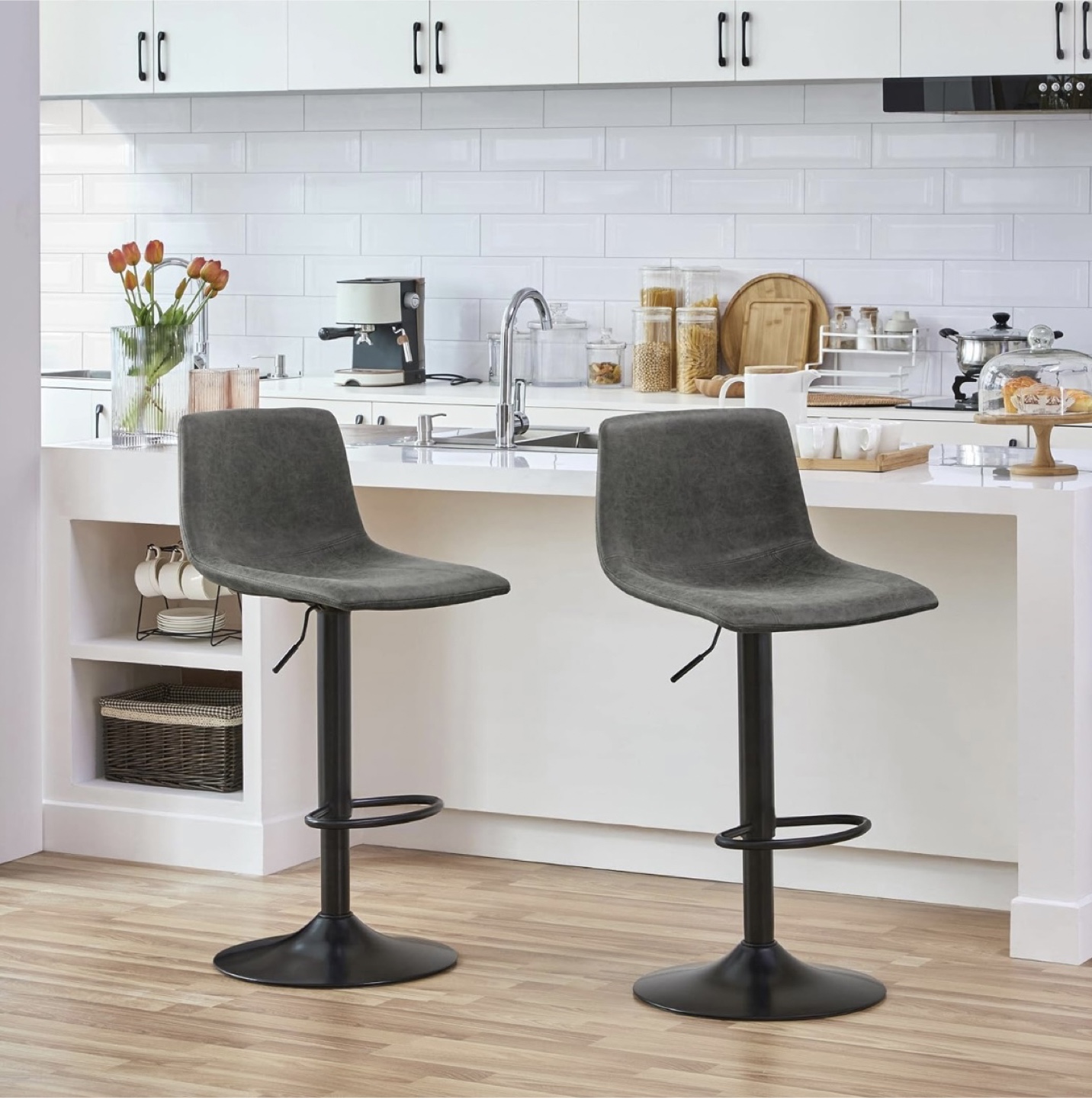 Adjustable Gray Bar Stools