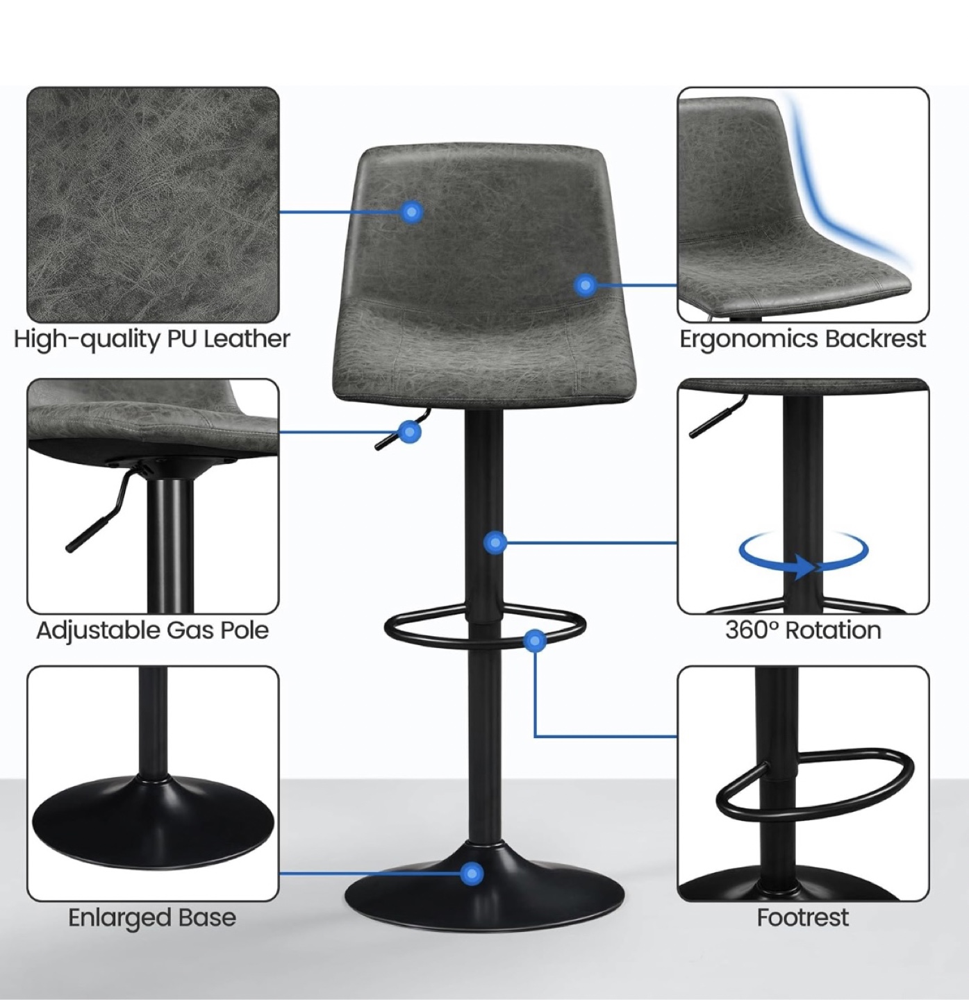 Adjustable Gray Bar Stools - photo 2