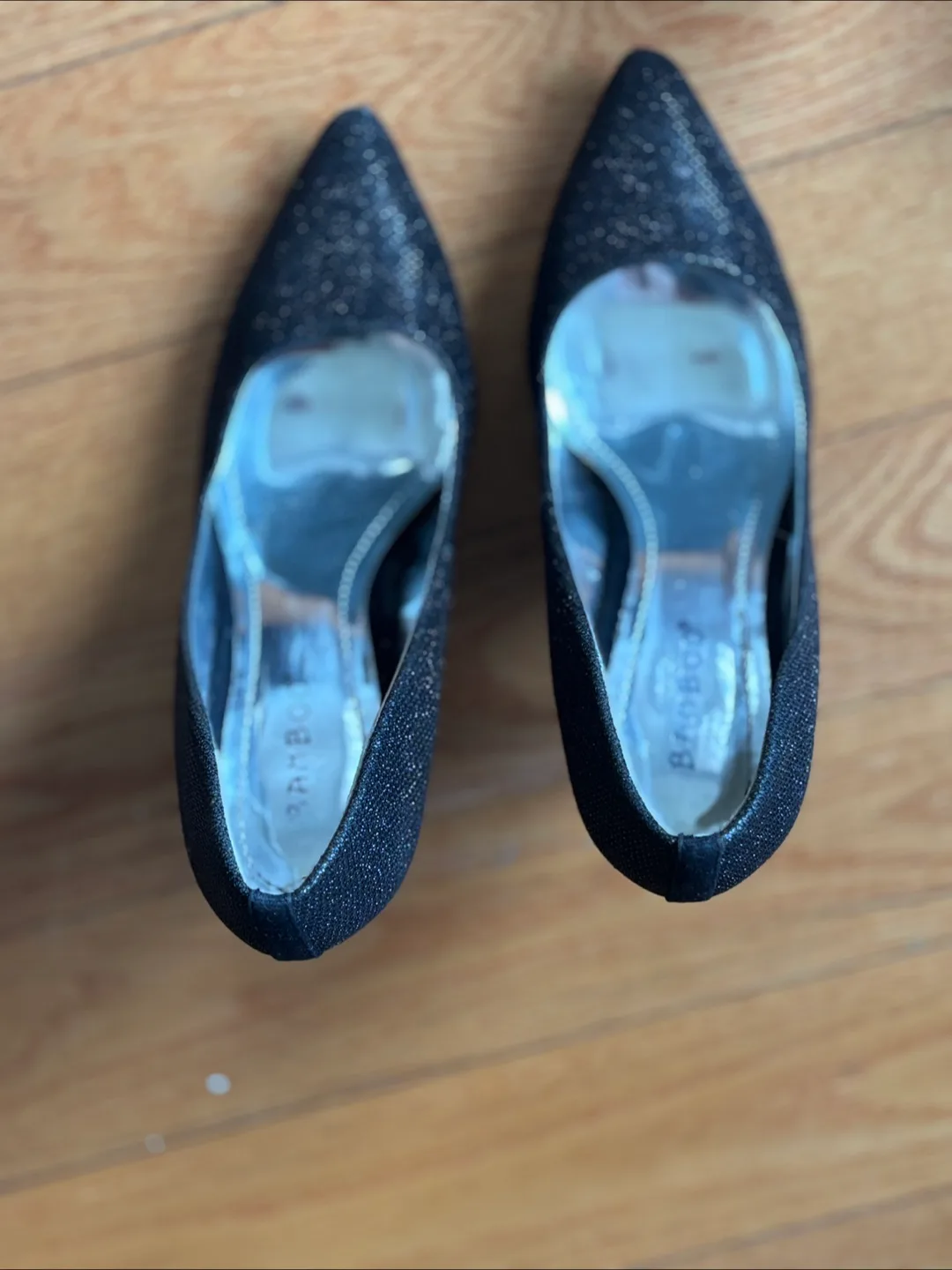 Bamboo Black Glitter Heels thumbnail
