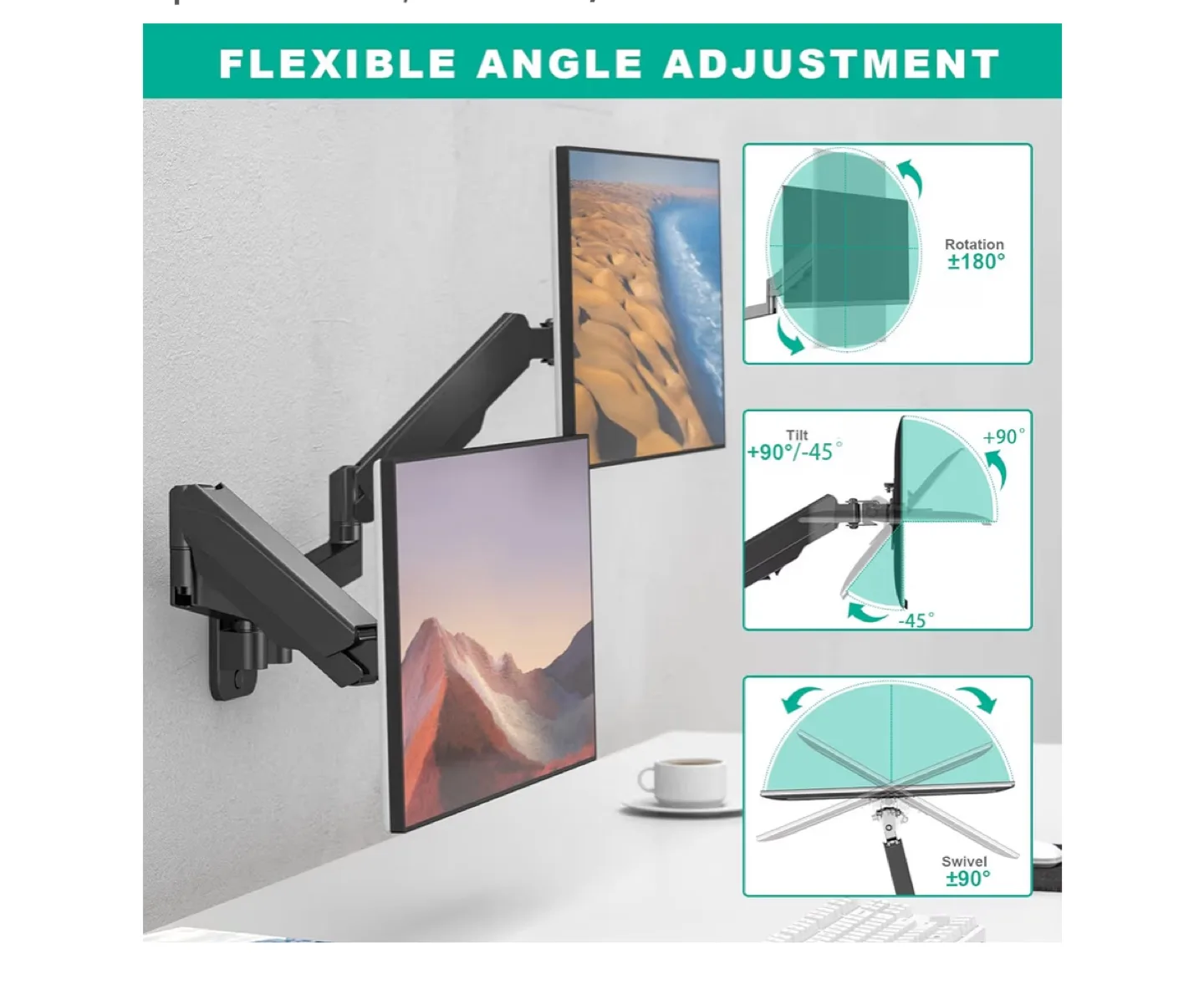 UPGRAVITY Dual Monitor Wall Mount image indicator(3)