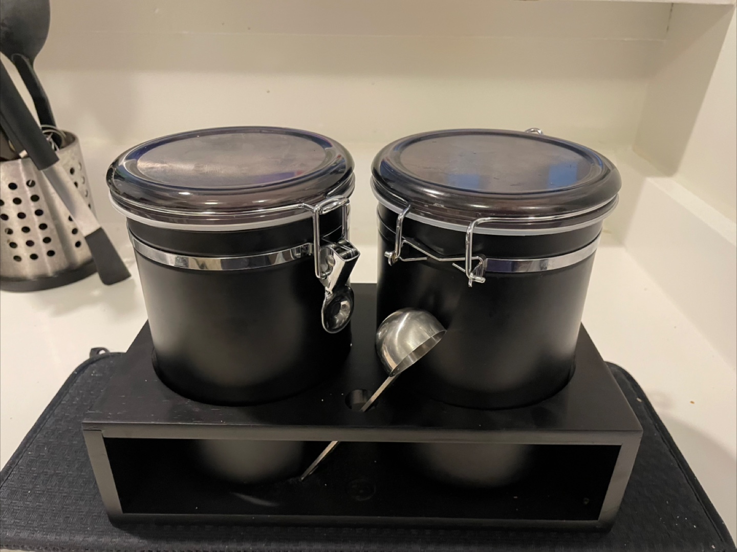 Black Canister Set with Scoop