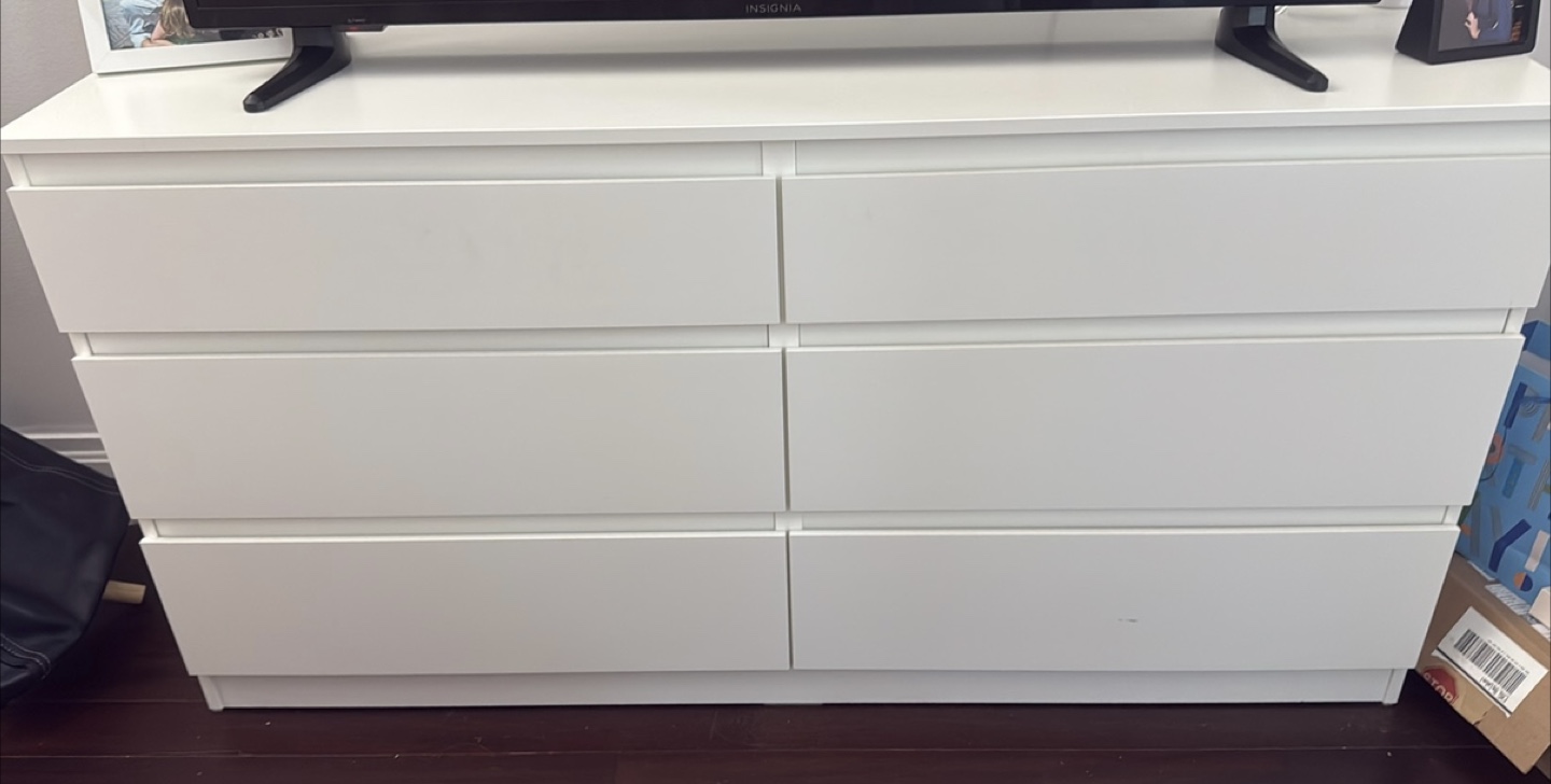 White Six-Drawer Dresser