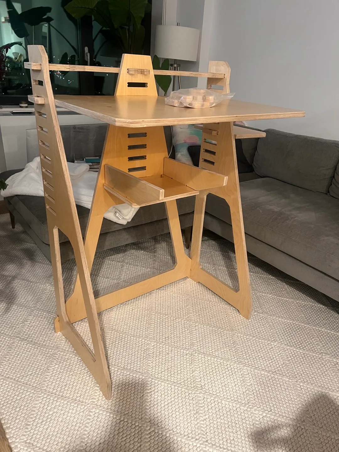 WFH Satin Birch Adjustable Wooden Standing Desk thumbnail