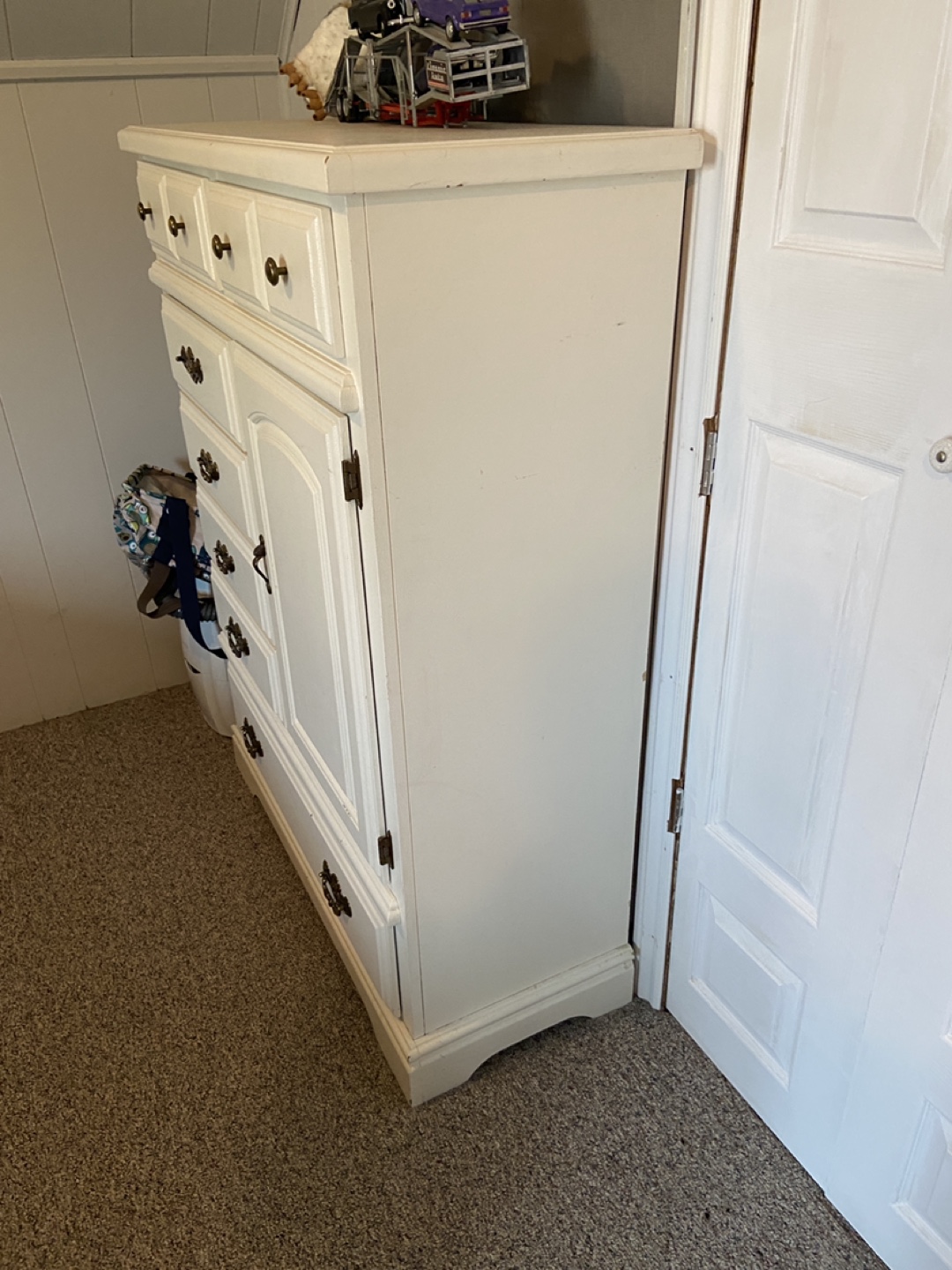 Off-White Solid Wood Dresser With Drawers and Cabinet - photo 3