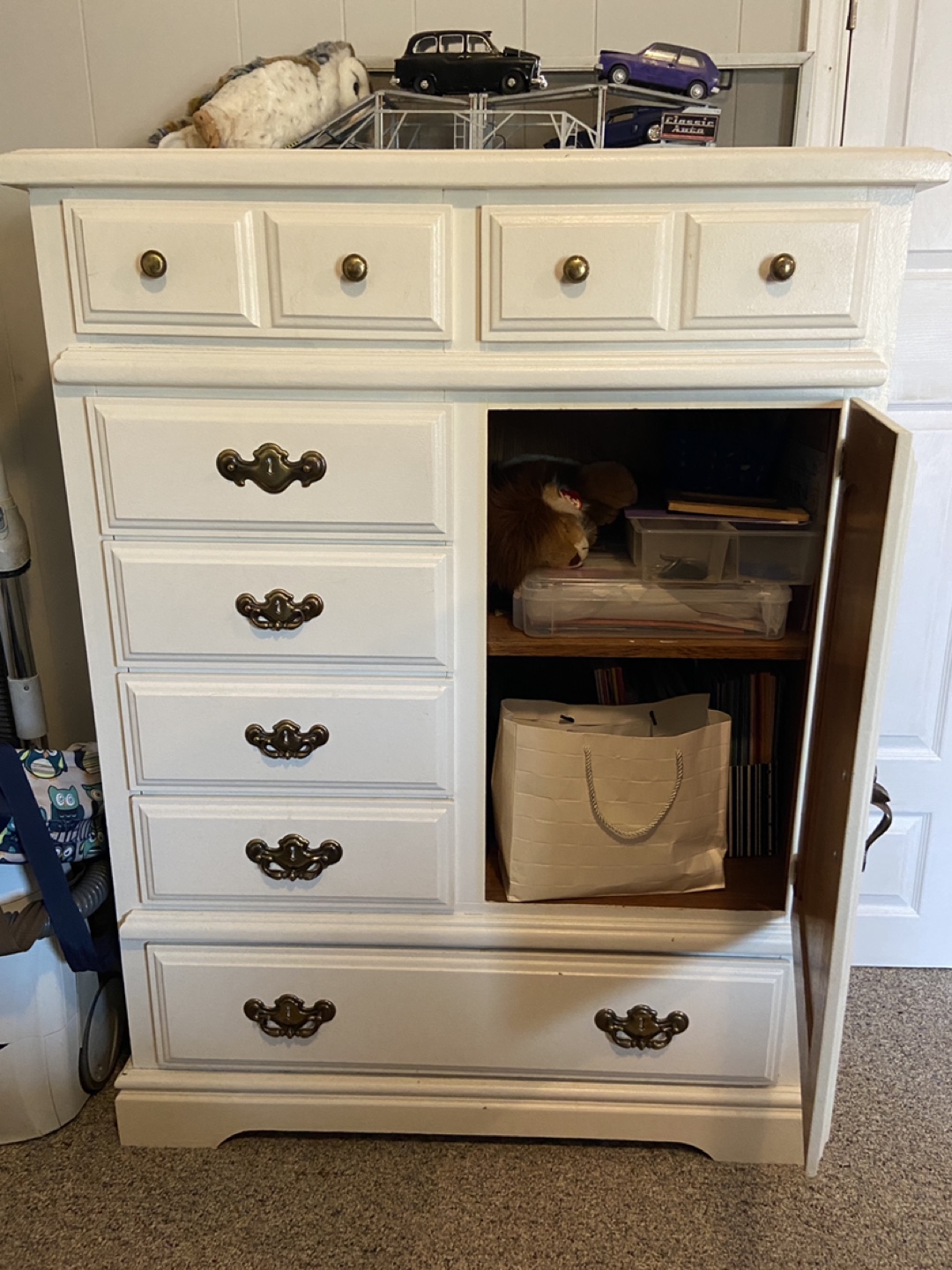 Off-White Solid Wood Dresser With Drawers and Cabinet - photo 2
