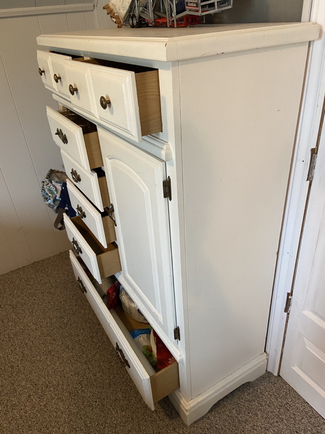 Off-White Solid Wood Dresser With Drawers and Cabinet - photo 5