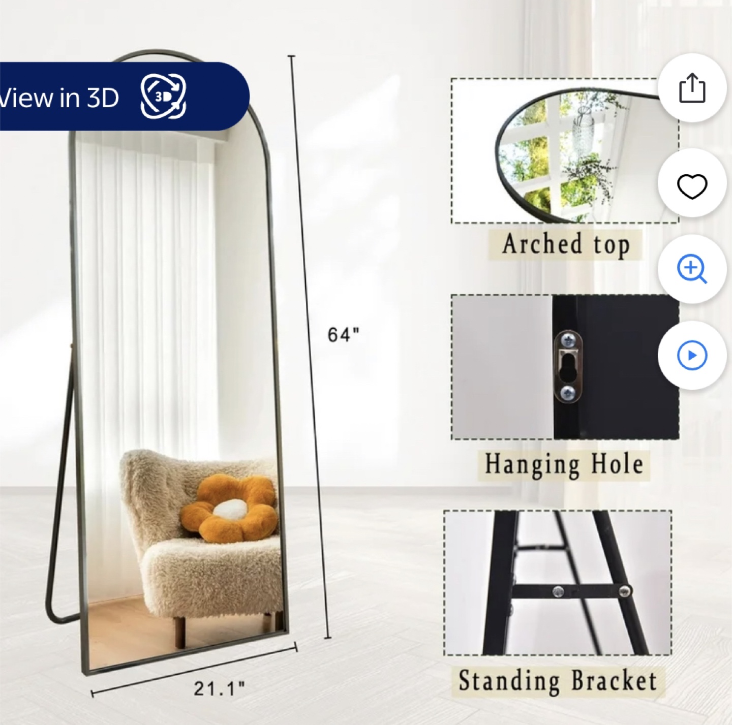 Arched Full Length Mirror - photo 3