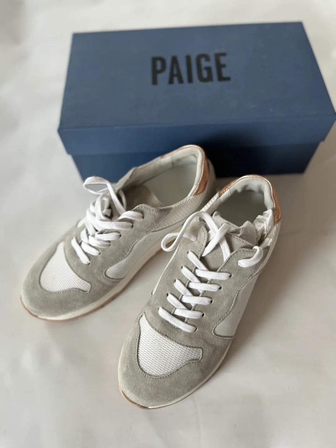PAIGE Mila Grey Suede Sneakers
