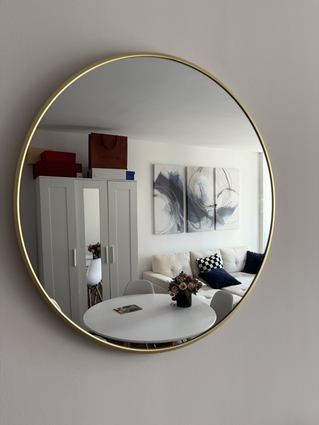 Round Gold Framed Mirror