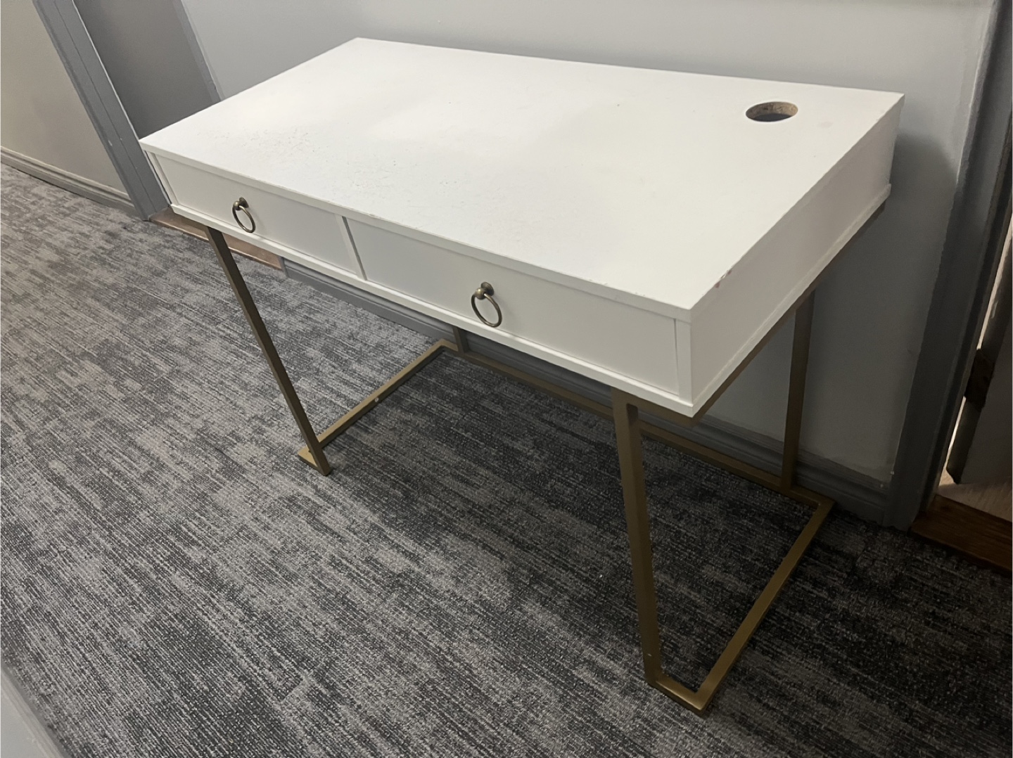 White Desk with Gold Legs - photo 2