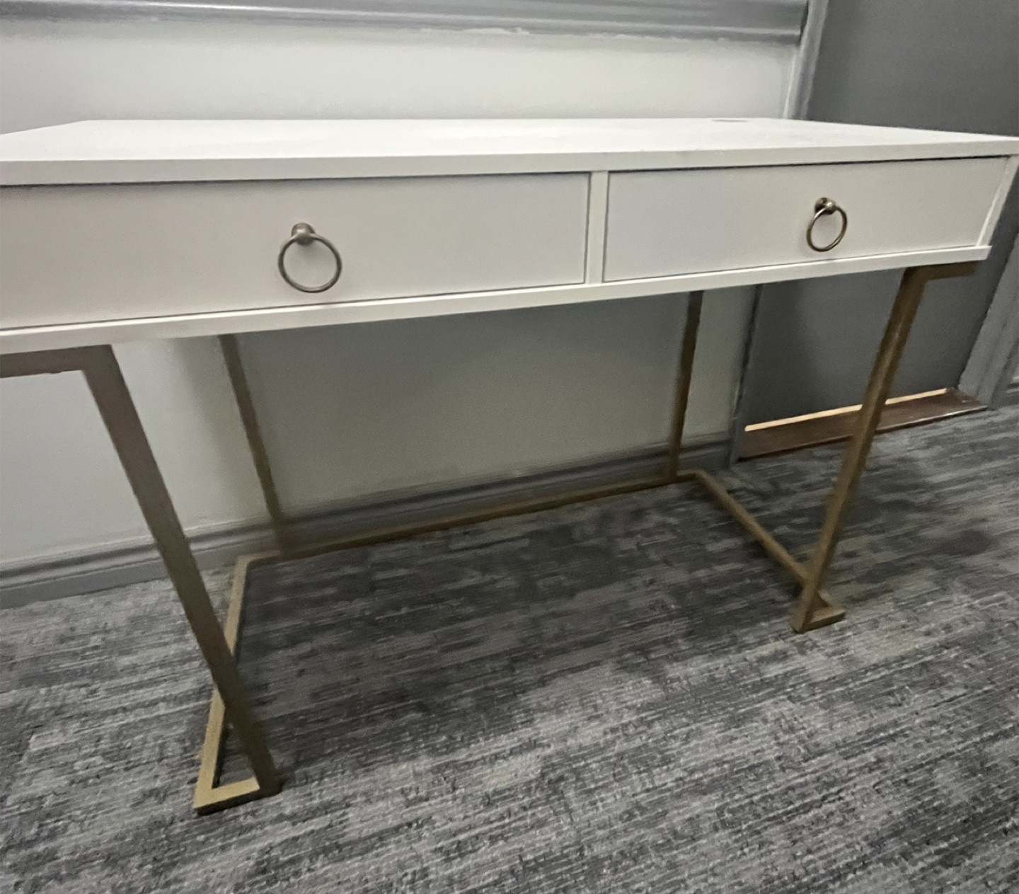 White Desk with Gold Legs