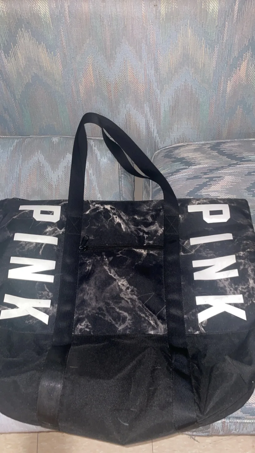Pink Marble Print Duffel Bag thumbnail