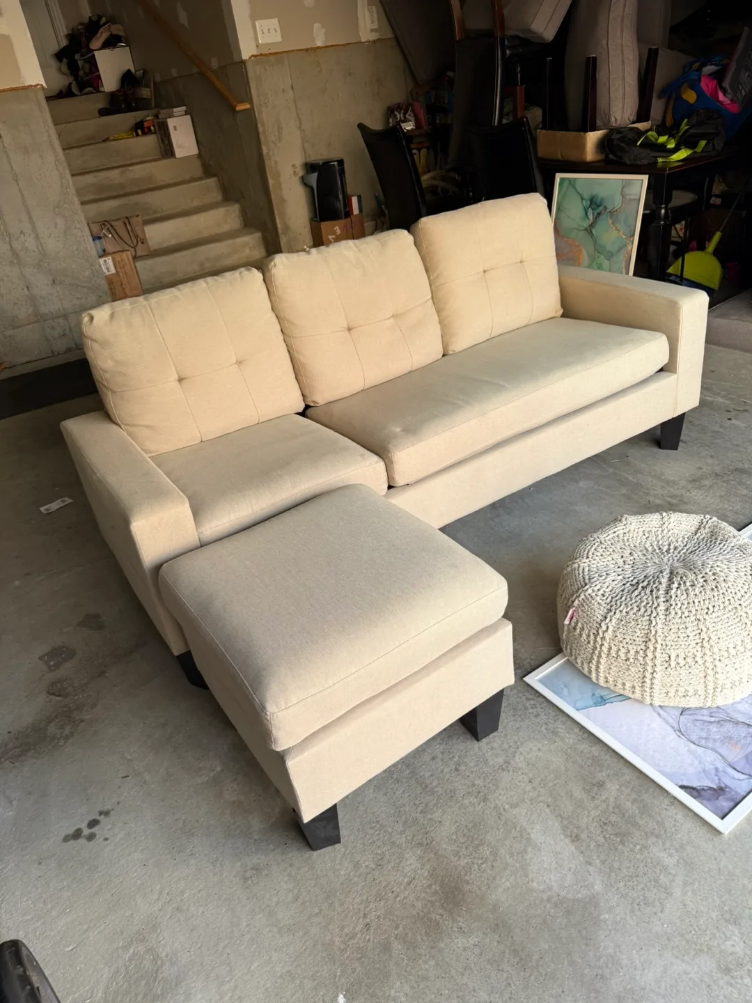 Beige Sectional Sofa with Ottoman image indicator(2)