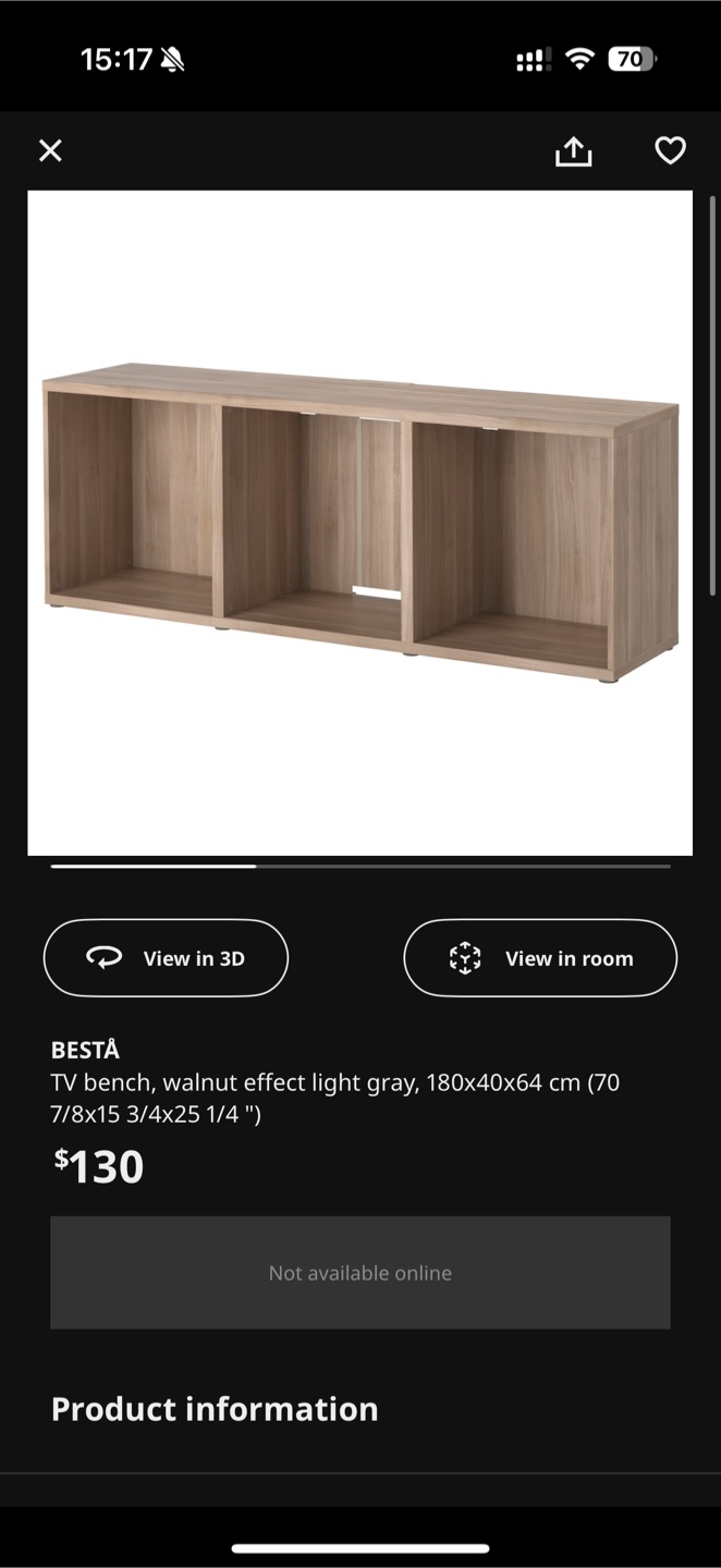 IKEA BESTA TV Bench - Walnut Effect Light Gray - photo 5