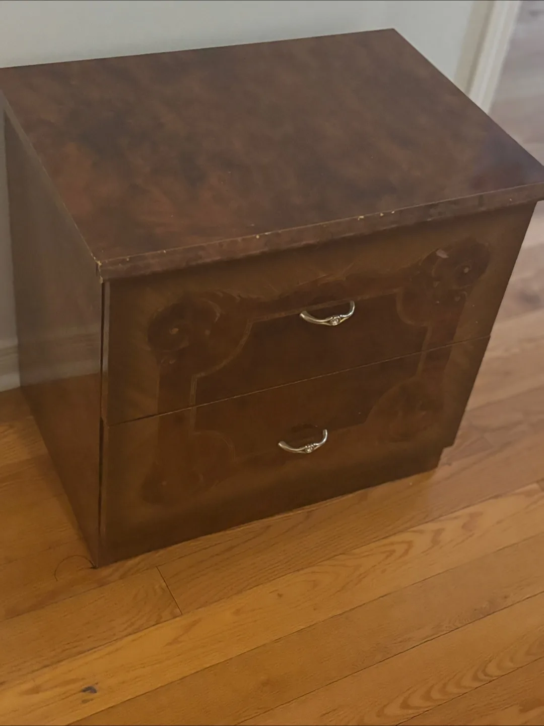 Vintage two-drawer nightstand thumbnail