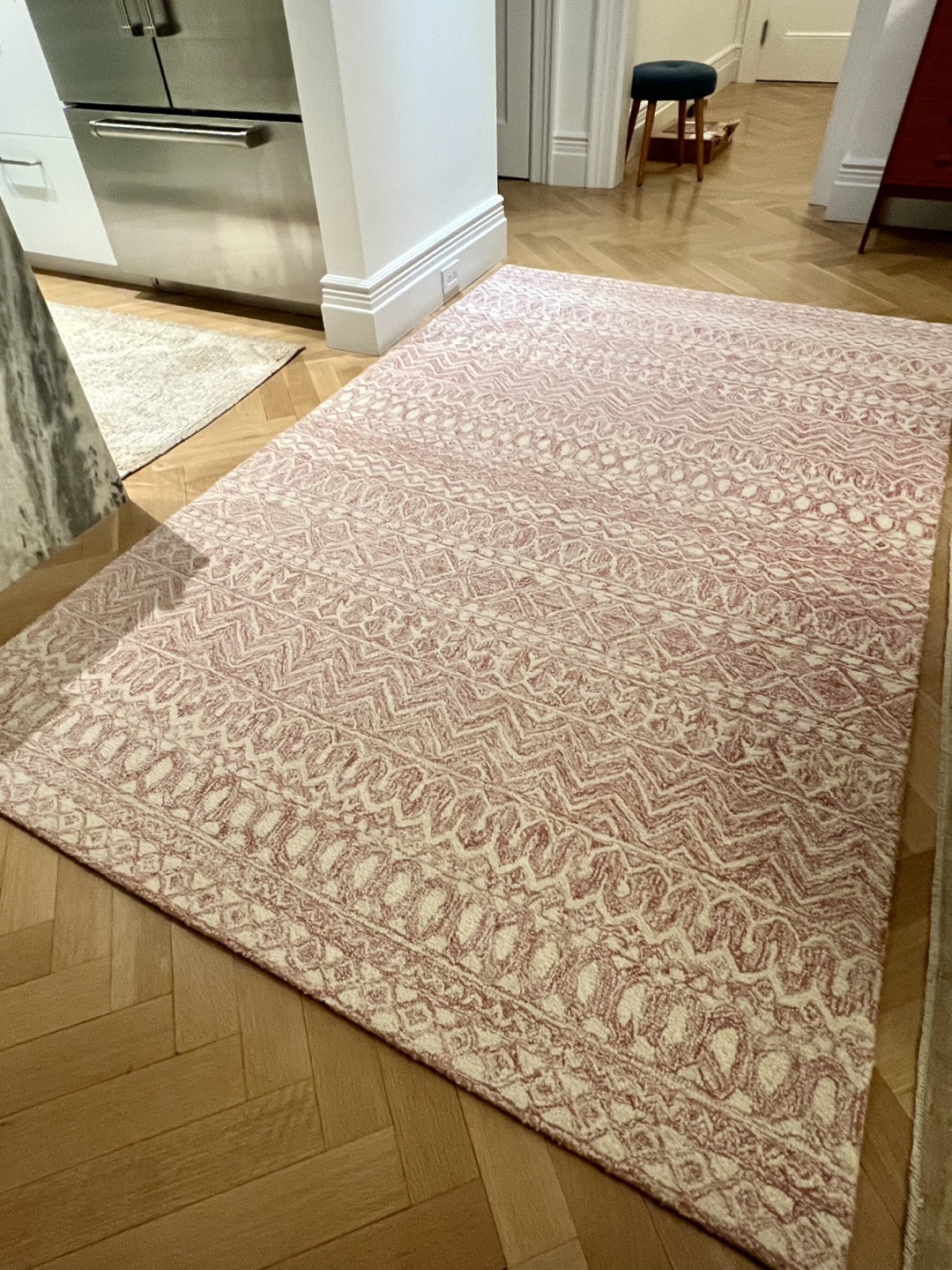 Dusty pink and ivory rug