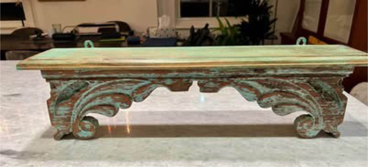 Unique vintage carved wood shelf