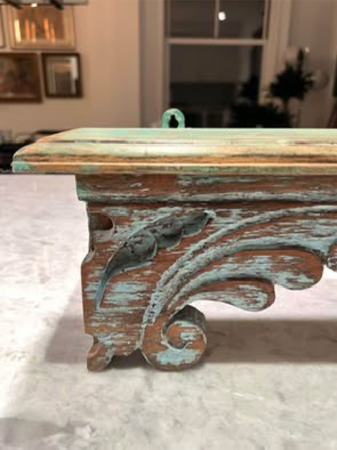 Unique vintage carved wood shelf - photo 3