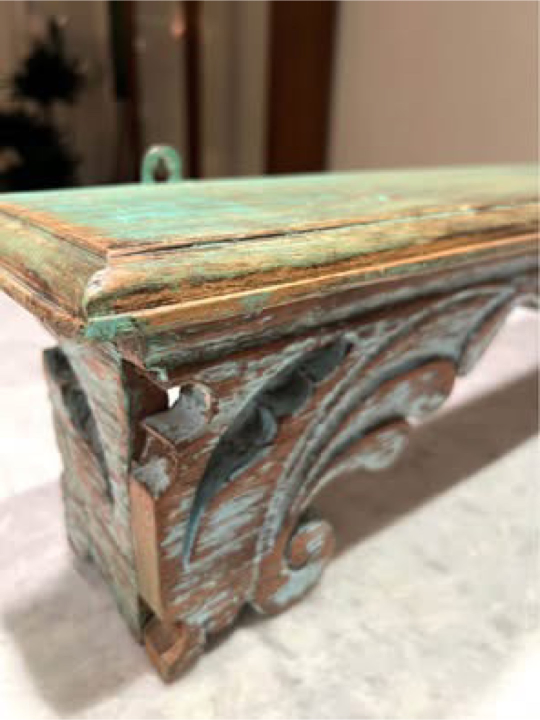 Unique vintage carved wood shelf - photo 4