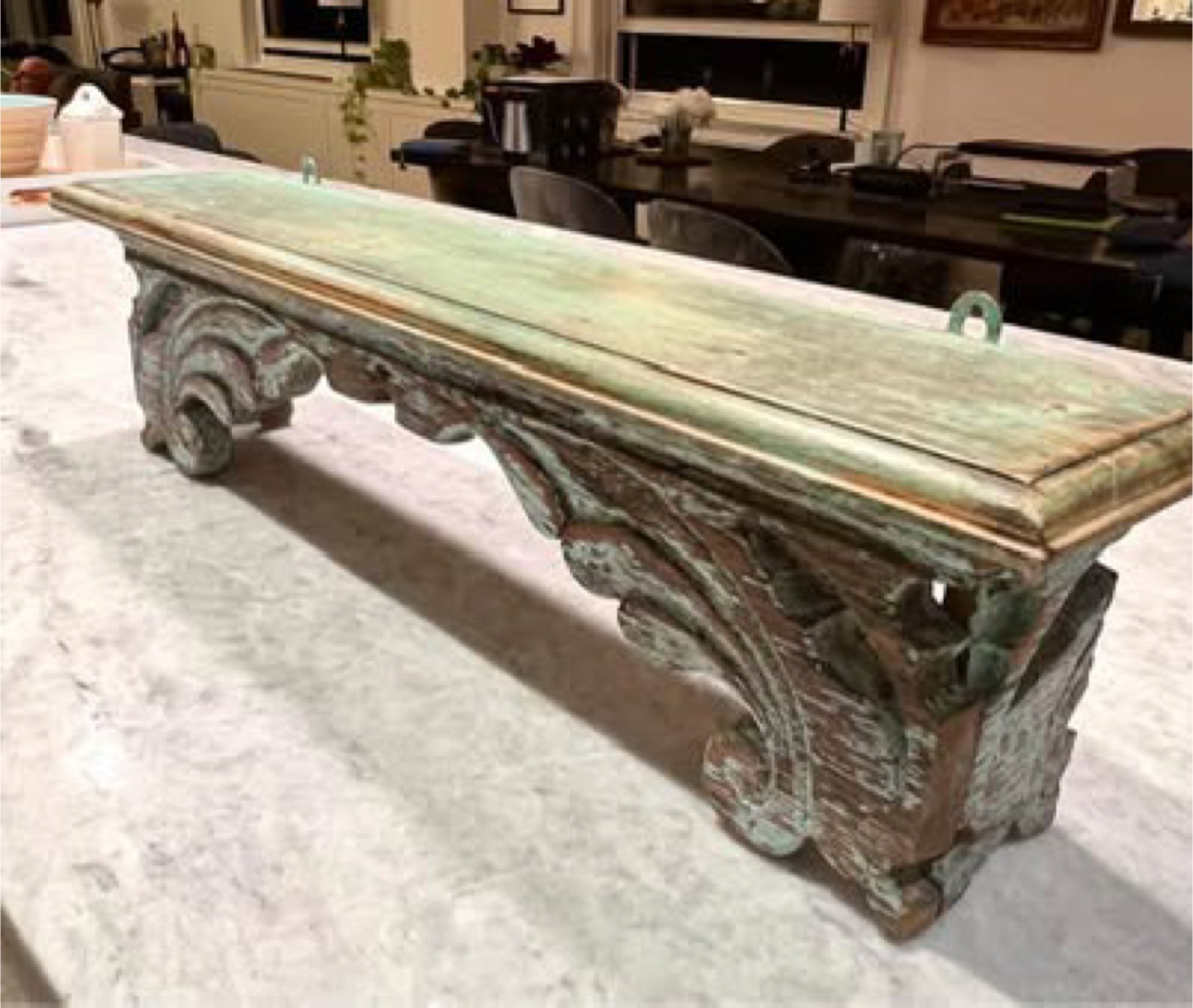 Unique vintage carved wood shelf - photo 2