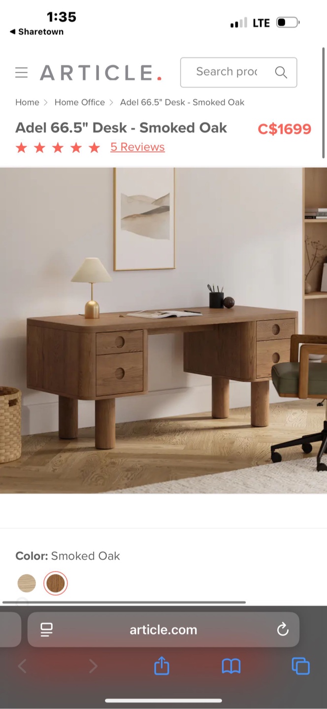 Article Adel 66.5" Desk - Smoked Oak - photo 2