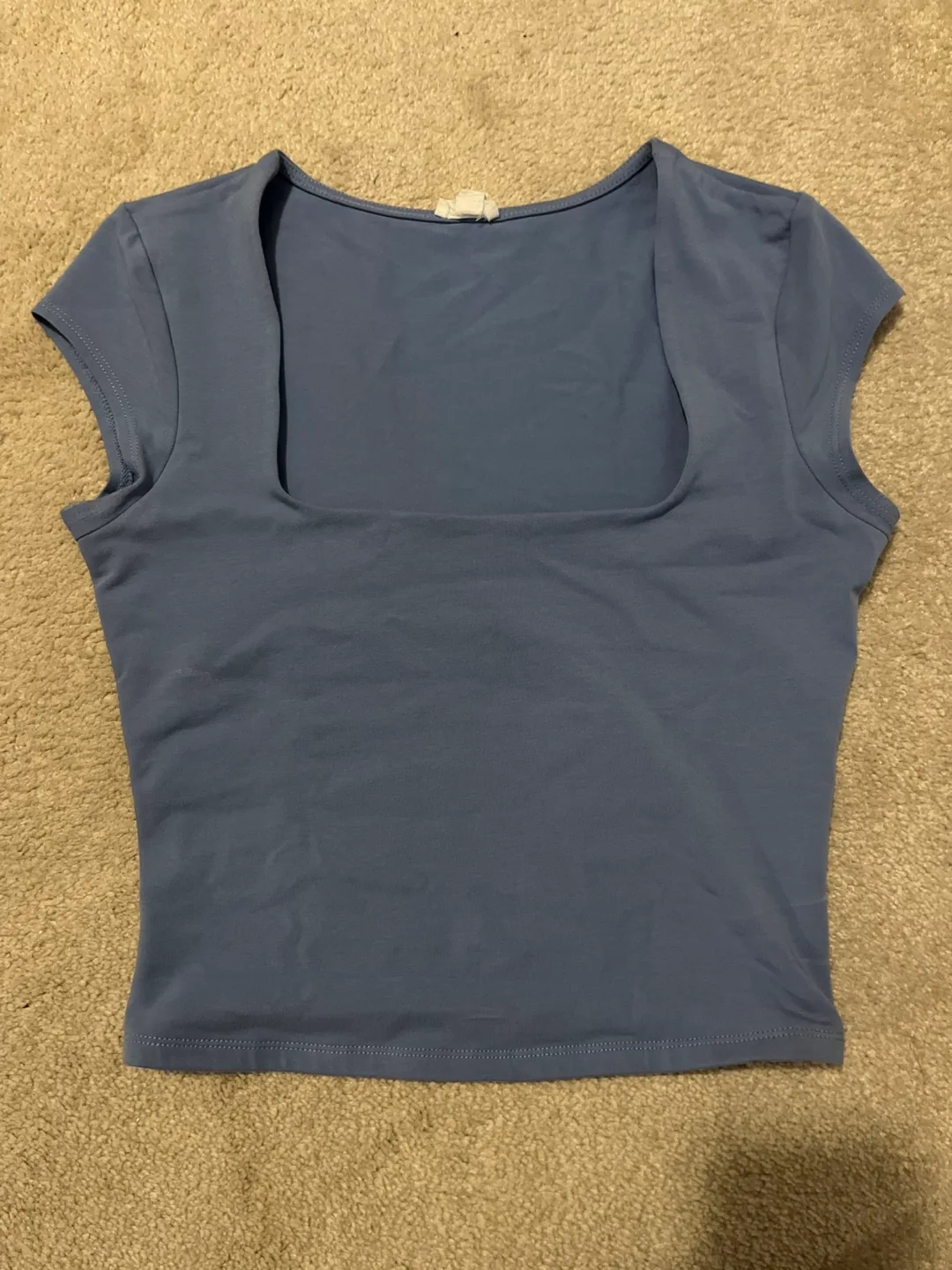 GARAGE Light Blue Square Neck Crop Top thumbnail