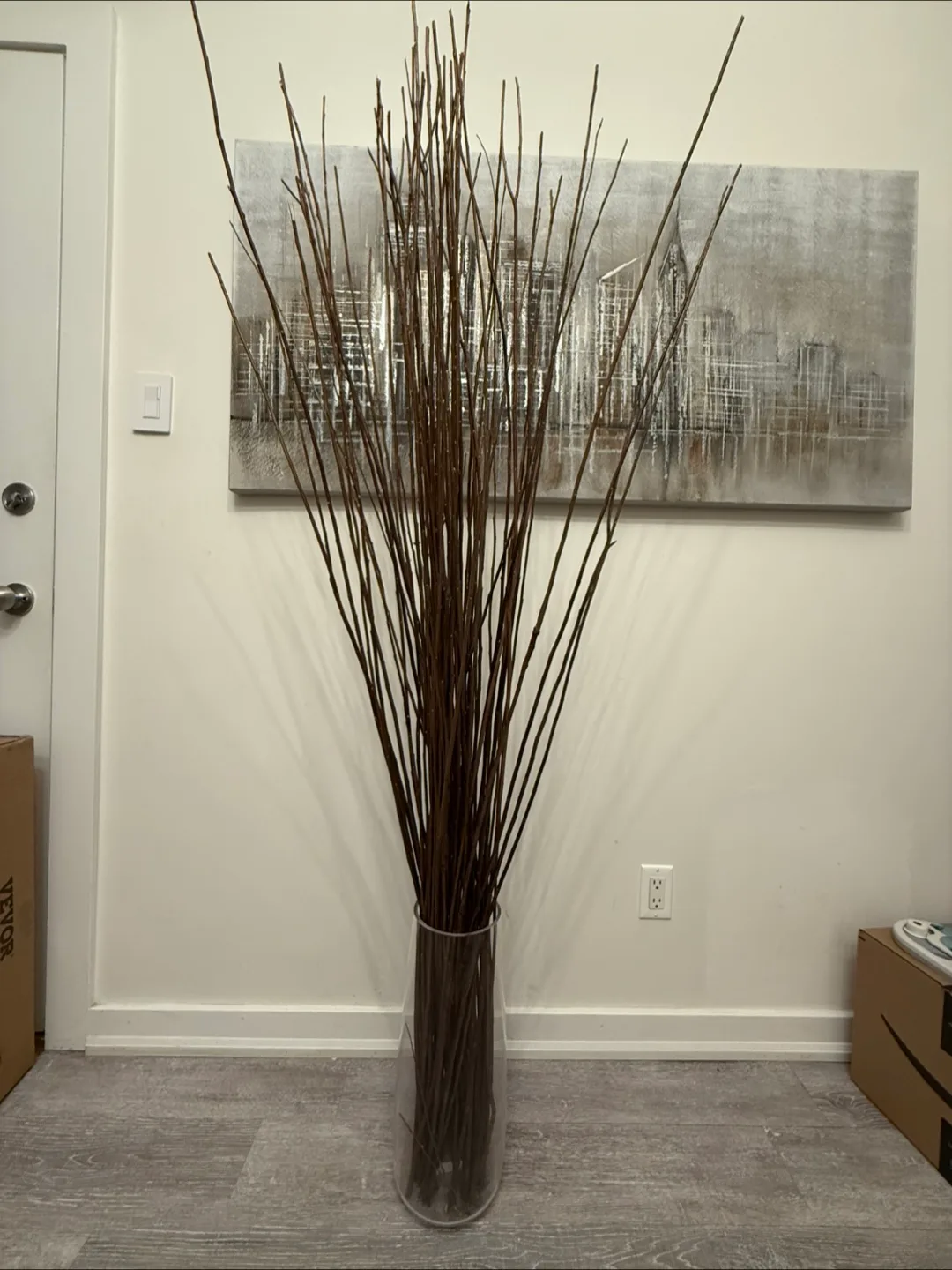 Tall Clear Vase with Decorative Branches – Modern Decor thumbnail