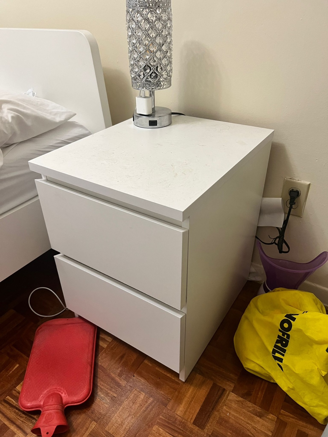 White Bedside Table with Two Drawers - photo 2