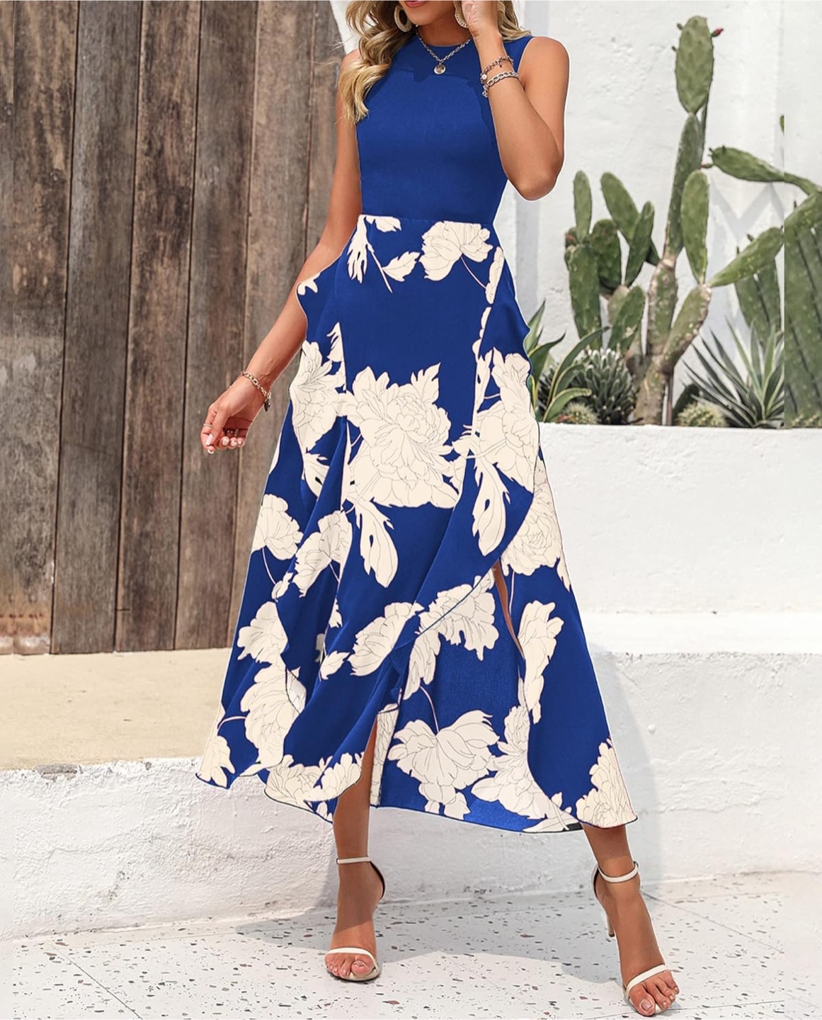 NEW! BTFBM Floral Print Sleeveless Ruffle Midi Dress