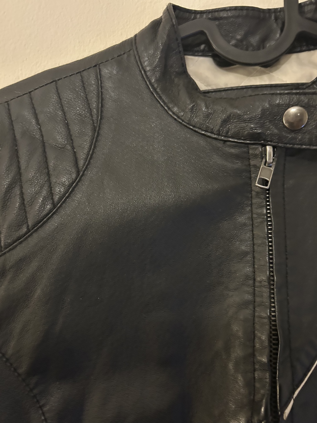 Black Leather Jacket with White Detailing - photo 2