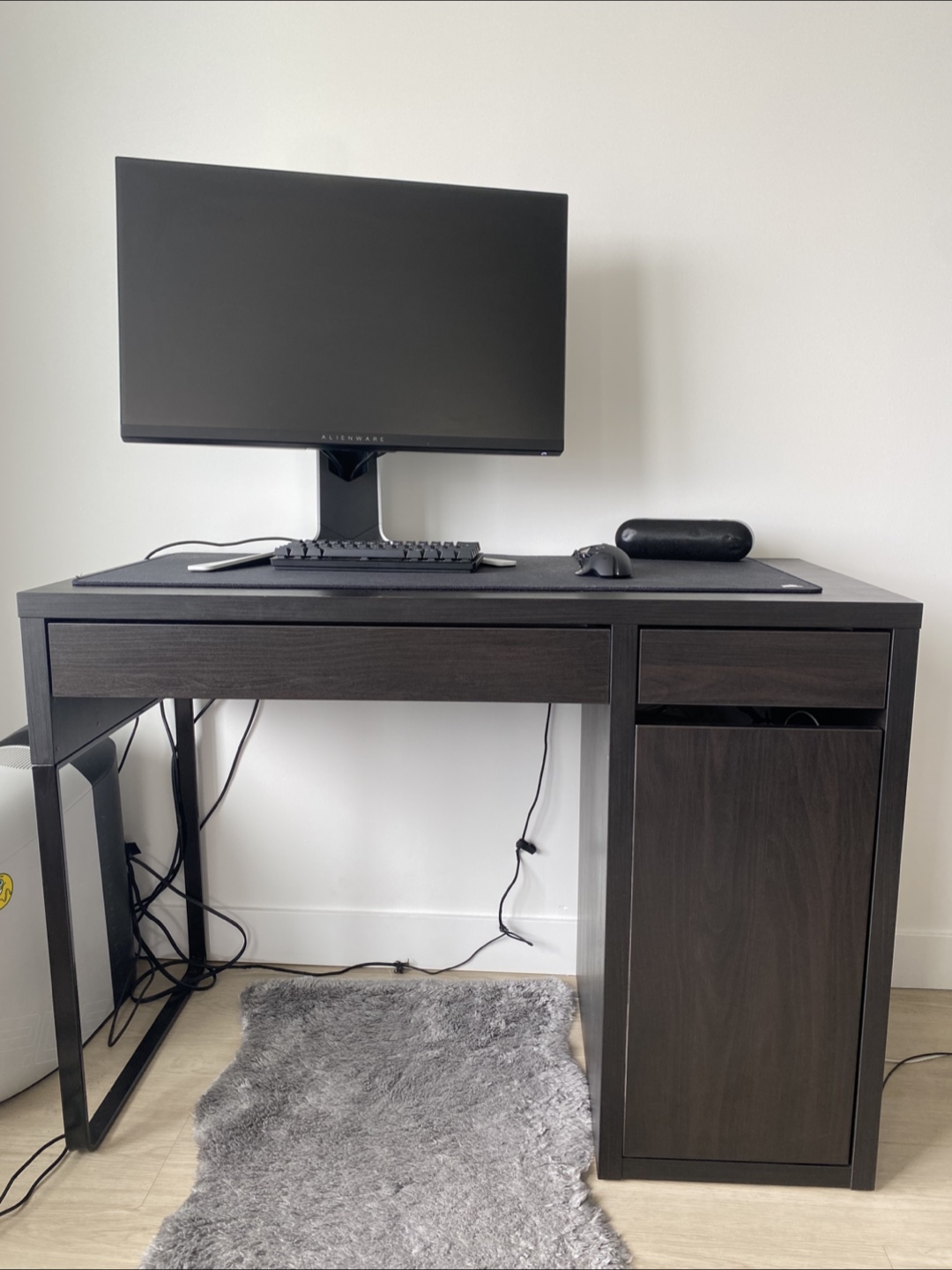 MICKE Dark Brown Desk with Drawers