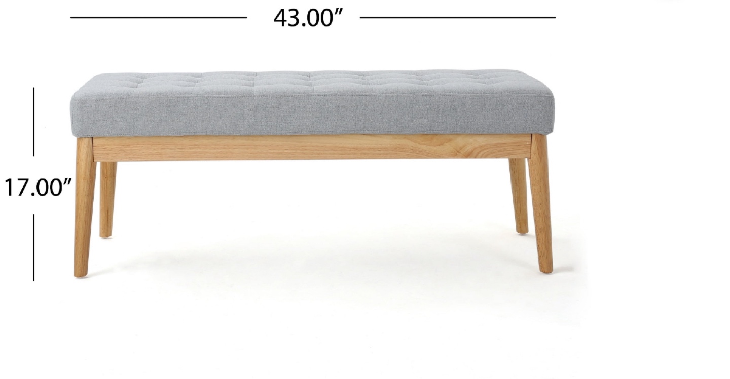 Light Grey Button Tufted Bench - photo 3