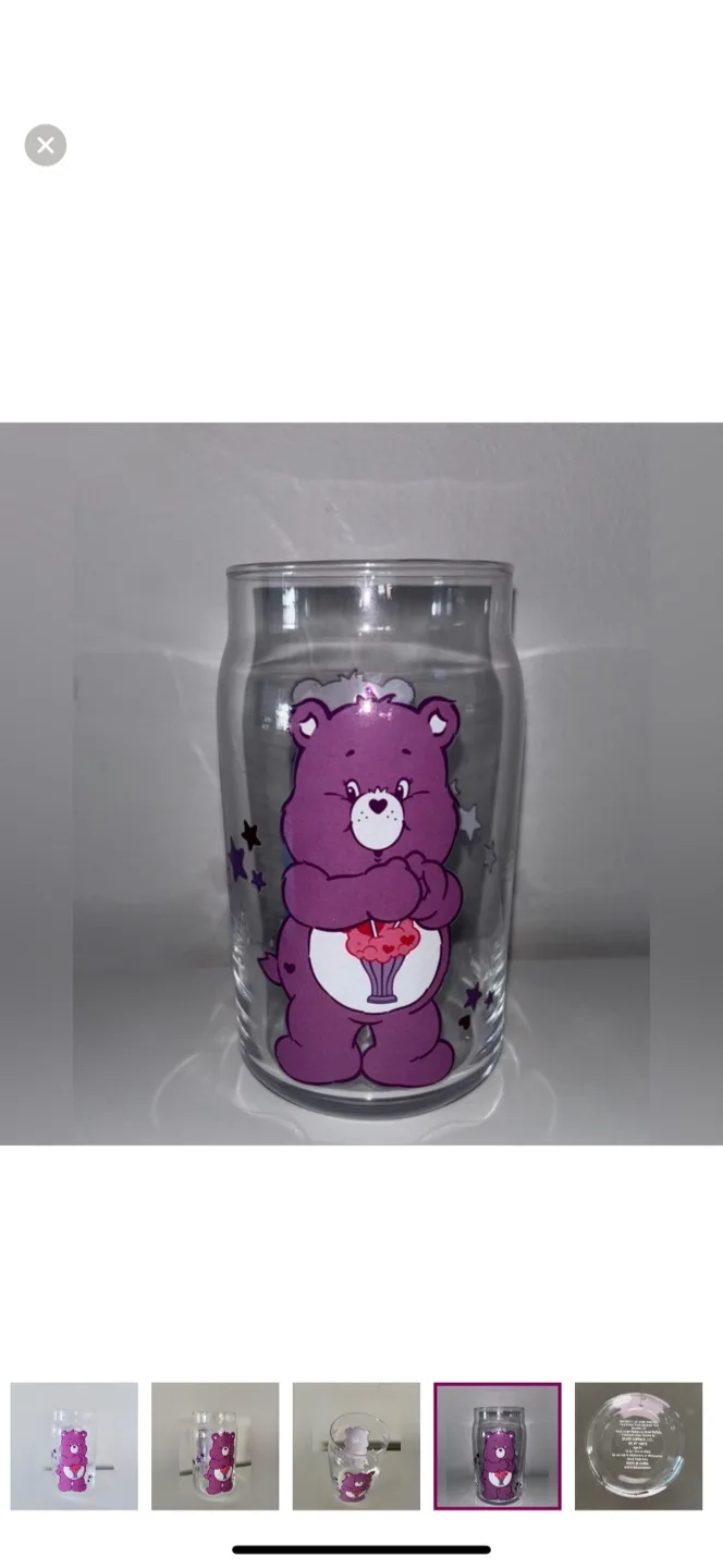 CARE BEARS: Share Bear Drinking Glass (Brand New) image indicator(3)