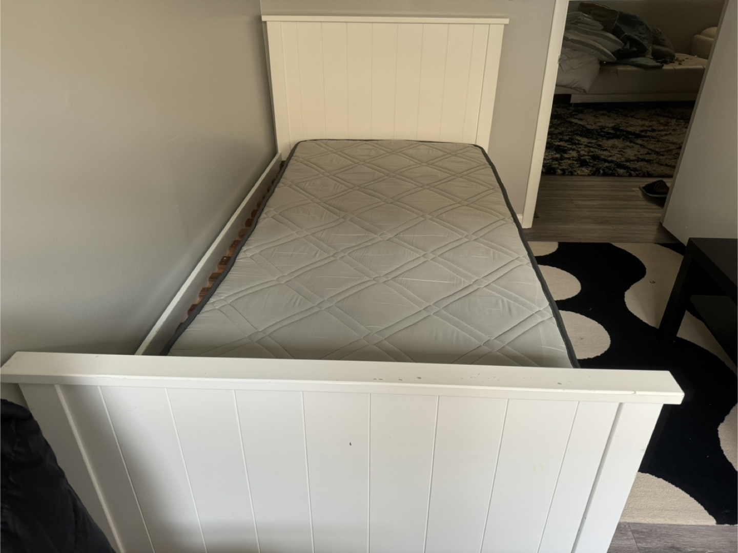 White Bed Frame with Mattress - photo 3