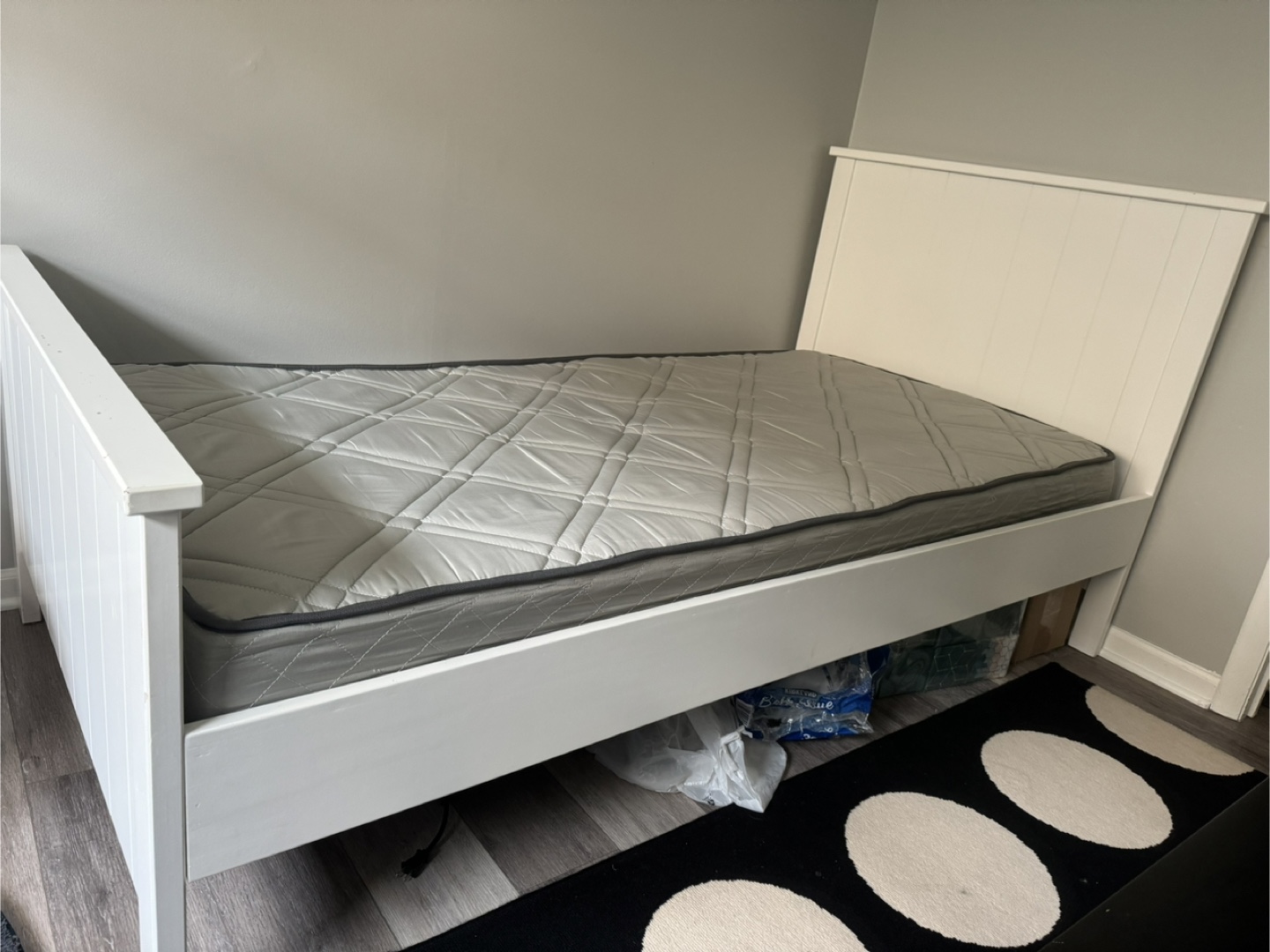 White Bed Frame with Mattress