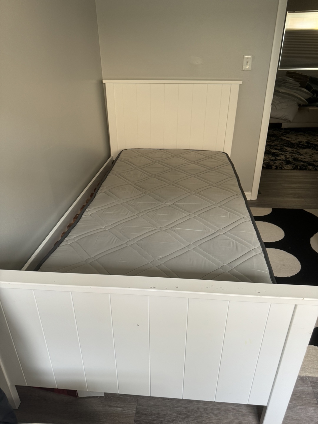 White Bed Frame with Mattress - photo 5