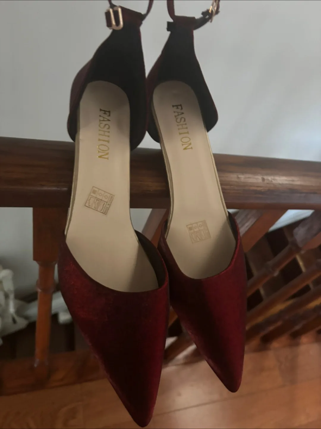 Burgundy Pointed-toe Ankle Strap Heels thumbnail
