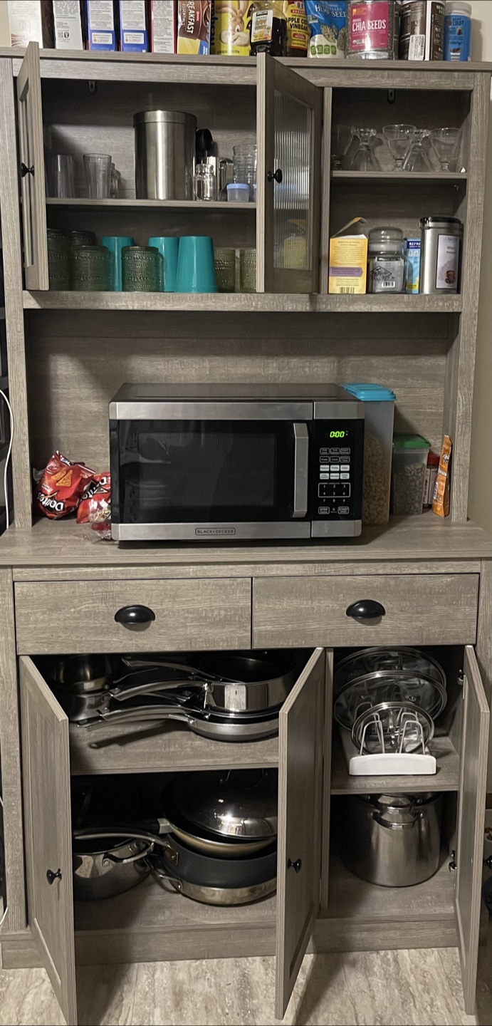 Kitchen Pantry Cabinet with Microwave Stand, Hutch Cabinet - photo 5
