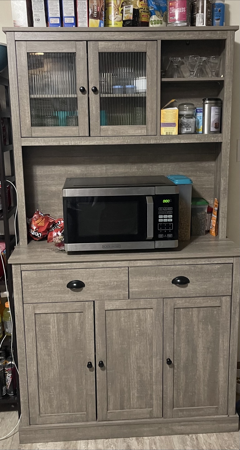 Kitchen Pantry Cabinet with Microwave Stand, Hutch Cabinet - photo 4