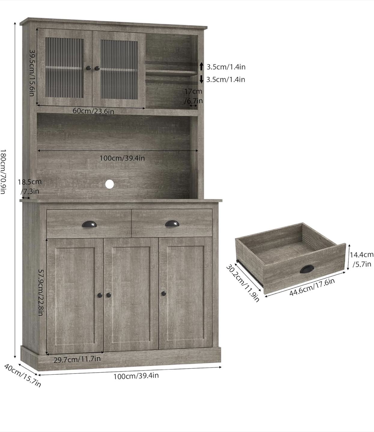 Kitchen Pantry Cabinet with Microwave Stand, Hutch Cabinet - photo 2