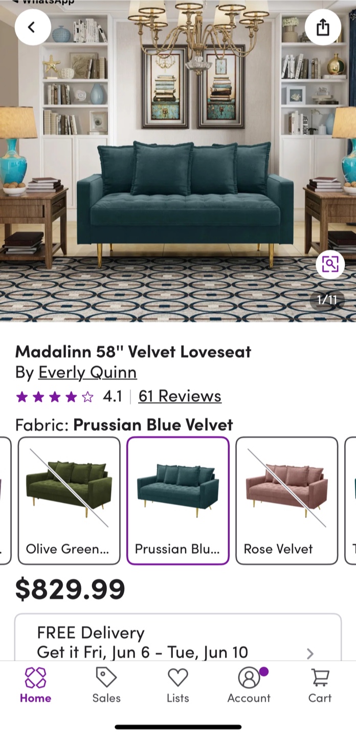 Blue Velvet Sofa - photo 2