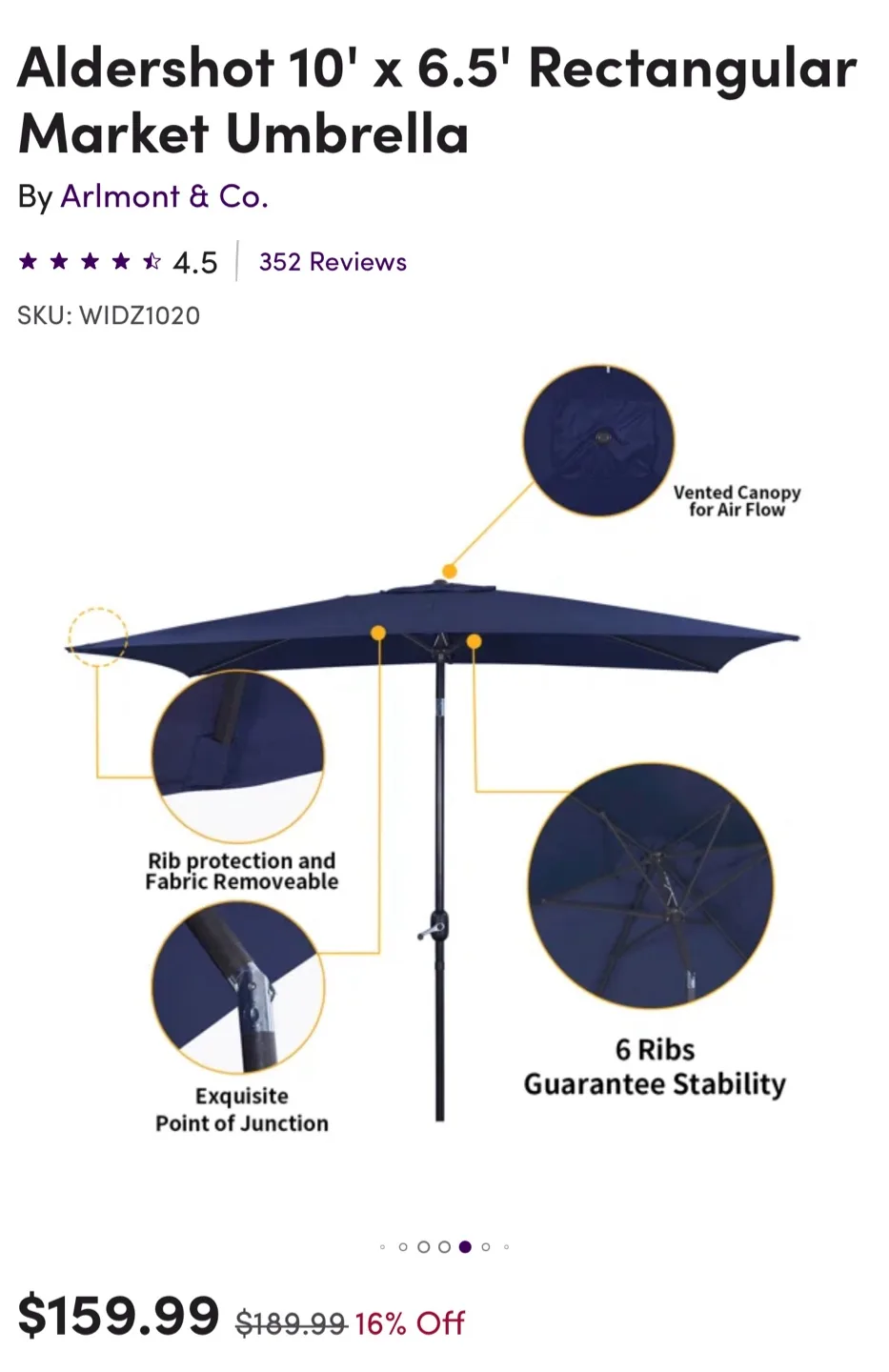 Patio Umbrella Base and Umbrella Set image indicator(3)