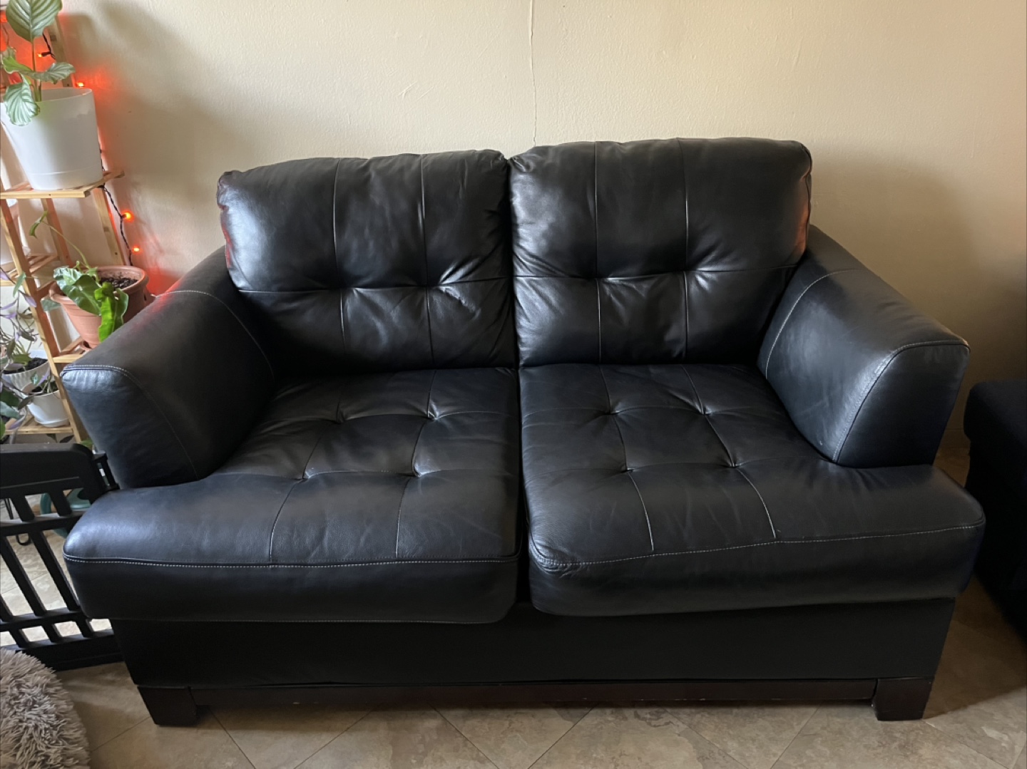 Black Loveseat and Sofa