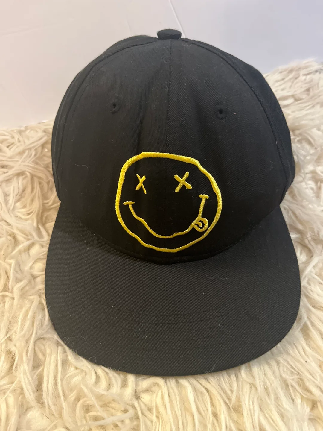 Black Baseball Cap with Smiley Face thumbnail