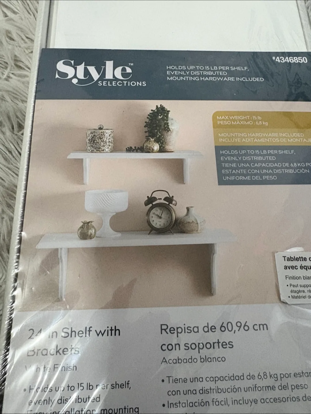 White Shelf with Brackets 24 inches image indicator(2)