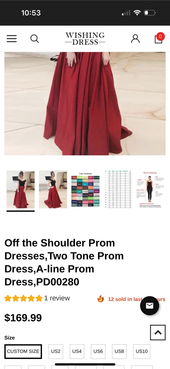 Two-Toned Red and Black Off-Shoulder Dress image indicator(3)