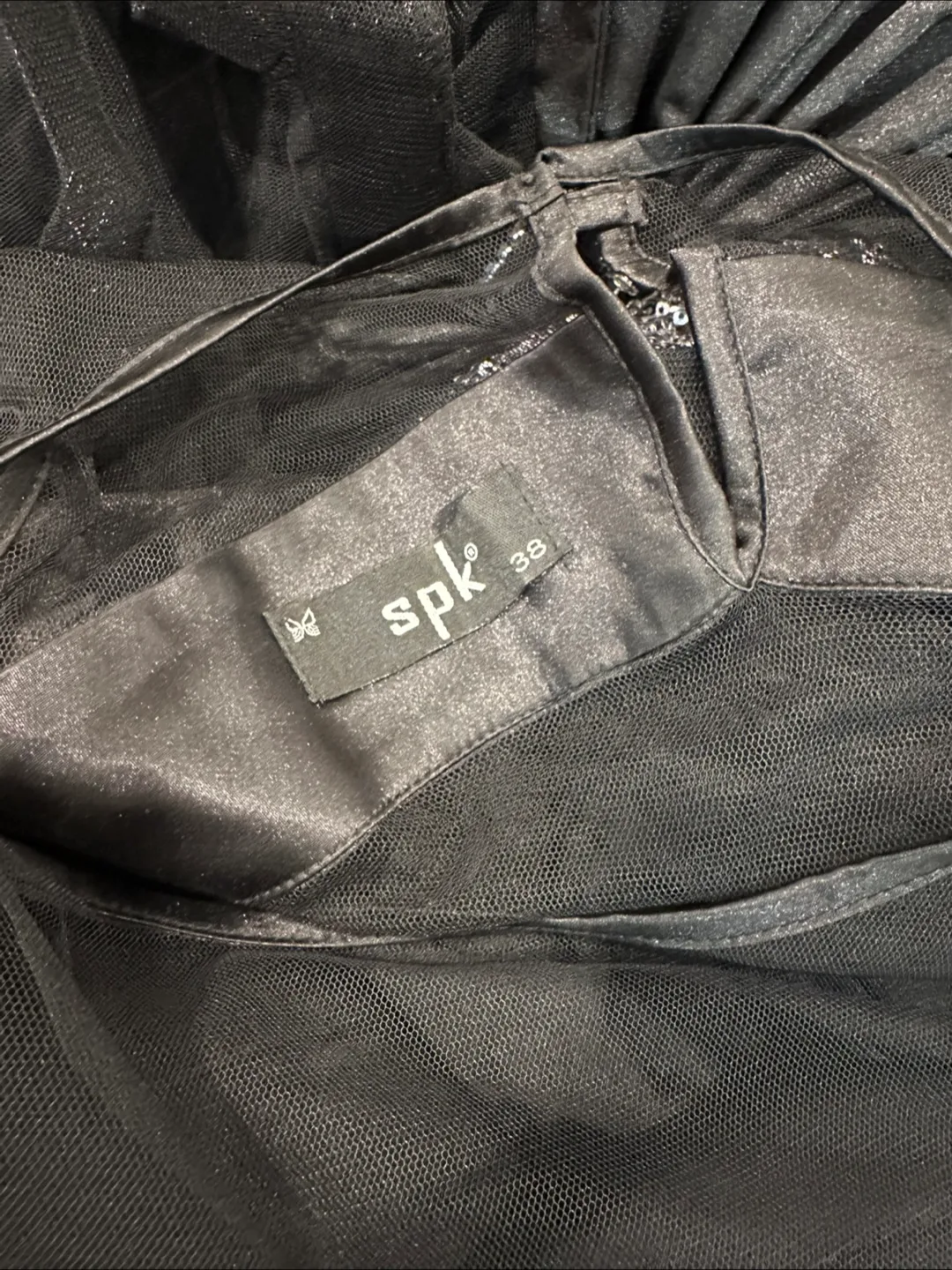 Black sequin dress with tulle image indicator(4)