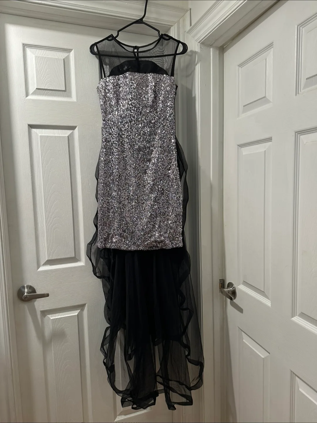 Black sequin dress with tulle image indicator(2)