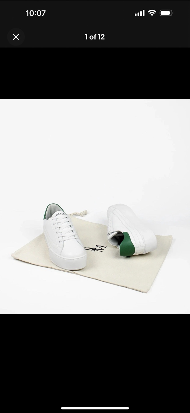 SAN MATIN White & Green Leather Finish Sneakers - photo 2